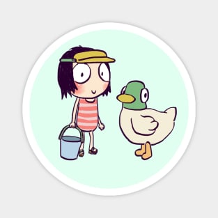 sarah and duck goes to the beach in beach break / children cartoon Magnet